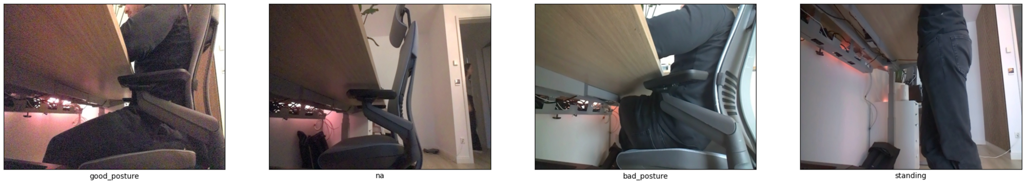 Example images of each class within the dataset