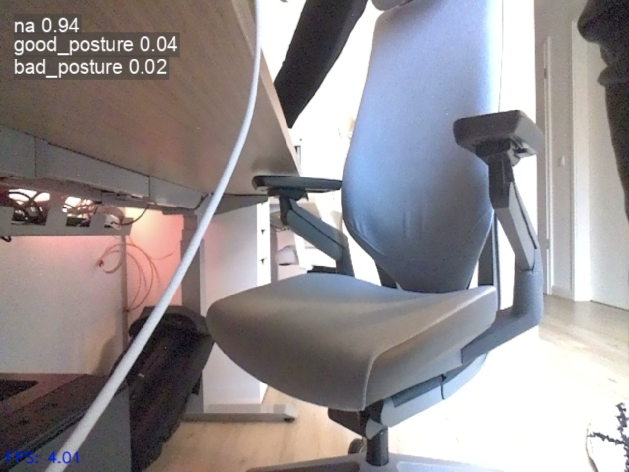 YOLO model correctly detecting empty desk when no person is present