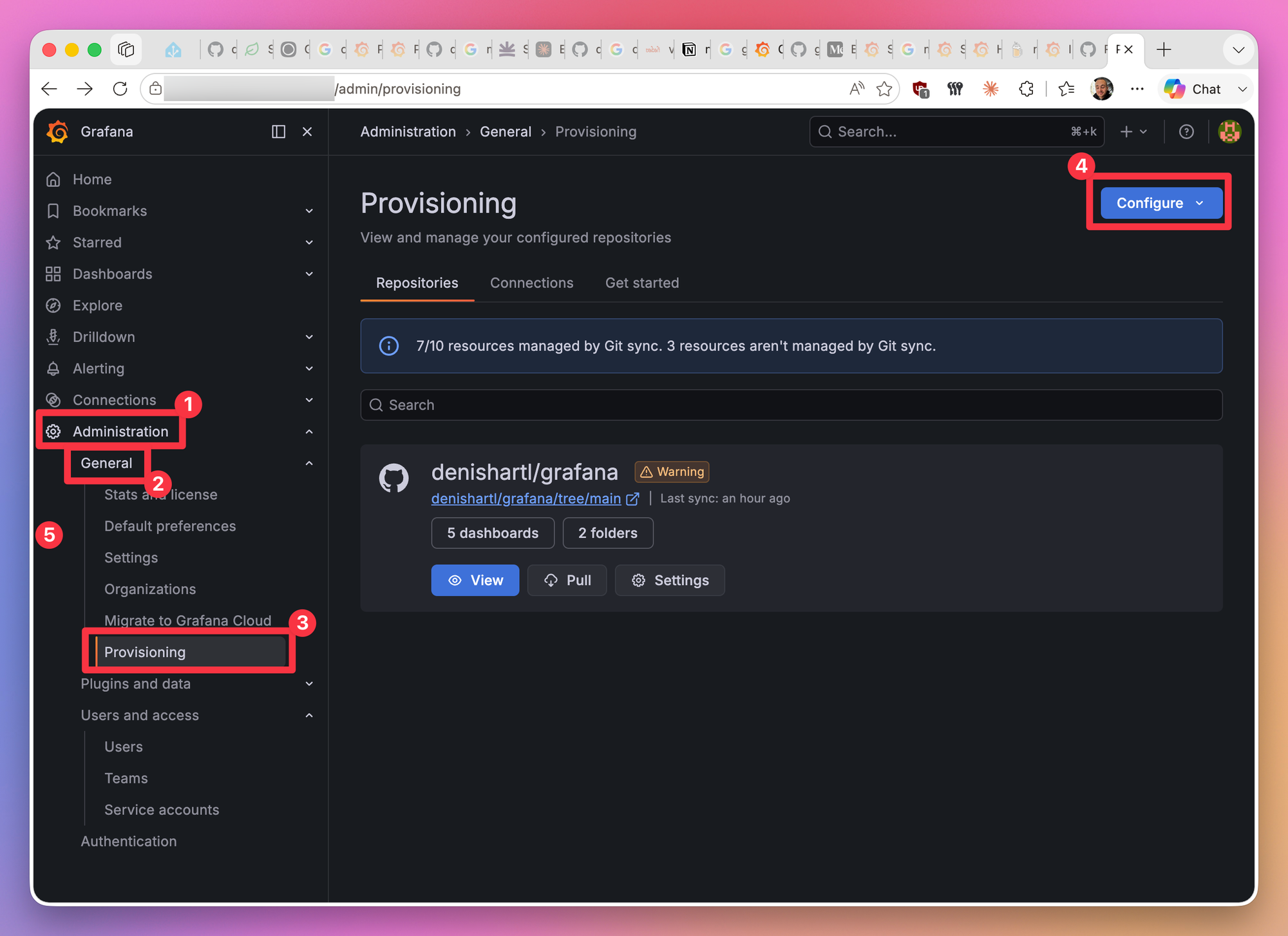 Configure GitHub provisioning in Grafana